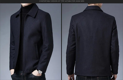 High Quality New Brand Casual Fashion Lapel Autumn Winter Mens Coat 2025 Men Clothing Fashion Jacket Solid Classic Windbreaker