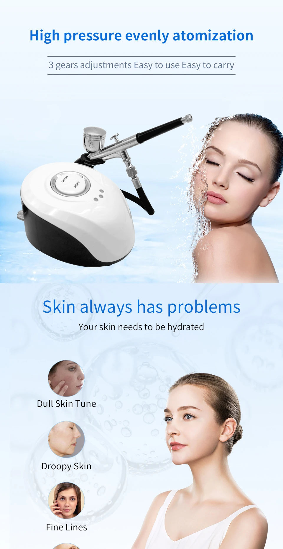 Portable Airbrush Skin Care Beauty Tool With Compressor Air Brush Nail Art Paint Facial Cleansing Rejuvenating Moisturizing