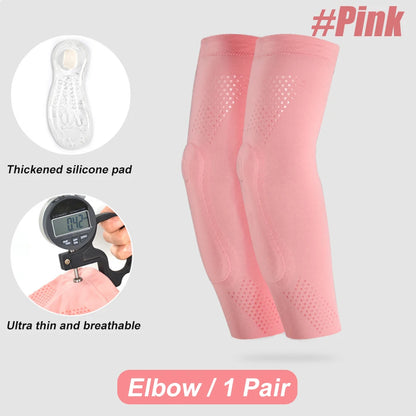 1Pair Compression Knee Elbow Pads With Silicone Gel Pad, Volleyball Knee Pads for Women Girls Dancers Yoga Pole Floor Dance