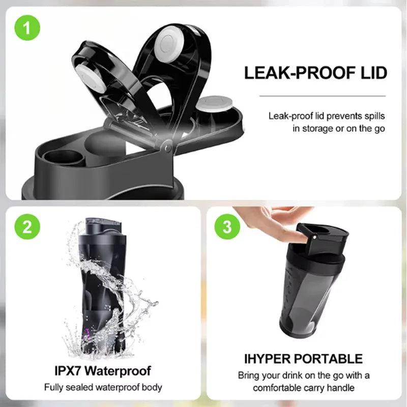 Portable Juicer Blender USB Rechargeable 700ML Large Capacity Outdoor Fruit Smoothie Maker Dual-Use Mixer for Fitness and Travel