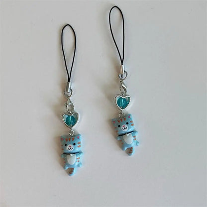 Cat Pendant Phone Strap Anti Lost Keychain Y2K Phone Charm Heart Cute Phone Lanyard Women Girls Phone Accessories