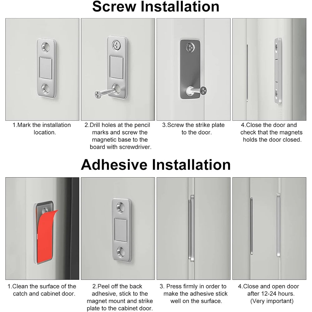 Magnetic Cabinet Catches Ultra Thin Door Strong Magnets Stopper Invisible Adhesive Drawer Magnet Lock for Kitchen Closet Closer