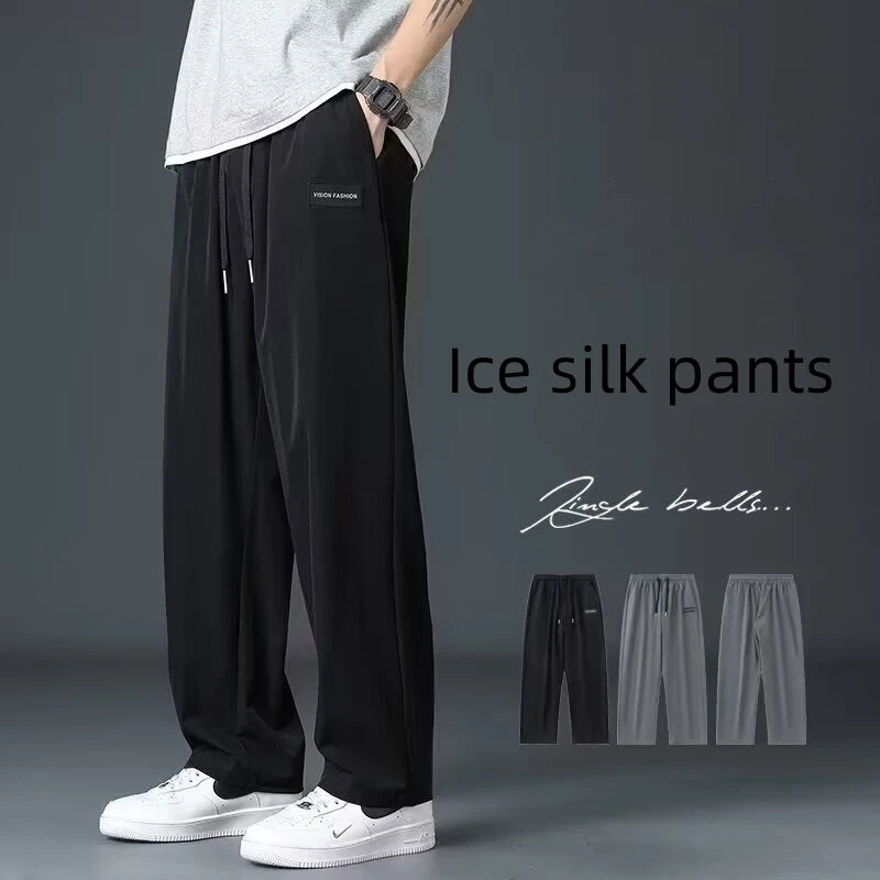 Joggers Men Jogger Pants Men Ice Silk Pants Big Size Men's Trousers Mens Clothing Gym Sport Mens Designer Clothes Man Cargo Y2k