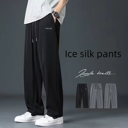 Joggers Men Jogger Pants Men Ice Silk Pants Big Size Men's Trousers Mens Clothing Gym Sport Mens Designer Clothes Man Cargo Y2k