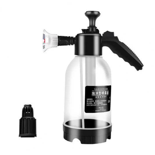 2L Pressure Sprayer Bottle With Ergonomic Handle Leakproof Hand Snow Foam Sprayer Water Pump Bottle With 2 Replacement Nozzles