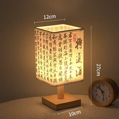 LED  Decoration Table Lamps Simple Chinese Style Dimmable Plug Night Light Fabric Lampshade Square Bedroom Bedside Desk Lights