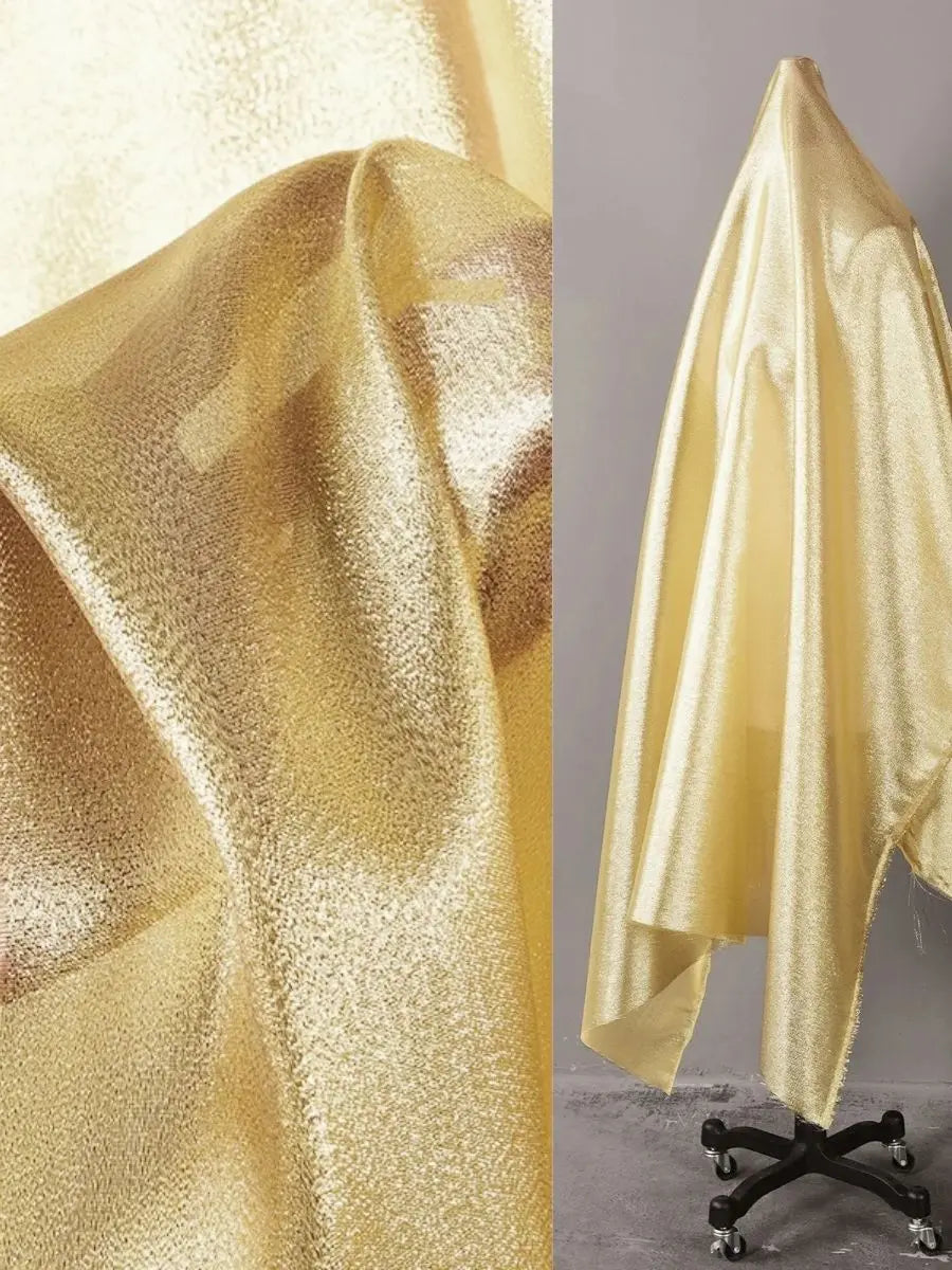 Bright Silk Fabric Gold Silver Light Thin Reflective Wear-resistant Performance Suit Fashion Apparel Sewing Cloth Meters