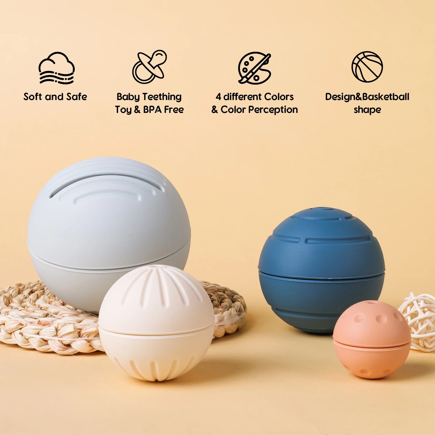 Baby Sensory Balls Toys 3-12 Years Old Activity Textured Multi Soft Ball Montessori Toys for Babies 6-12 Months