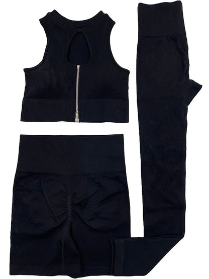 New Women Gym Seamless Sets Yoga Leggings Fashion Soprts Shorts Pants Stretch Fitness Mujer Leggin 2 Pieces Sweatpants Suits