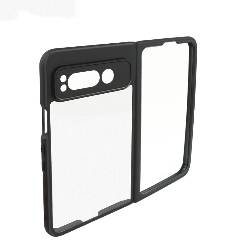 For Google Pixel Fold Case Cover Google Pixel Fold Capa Black Frame Shockproof Back Len Protector Clear Fundas Google Pixel Fold