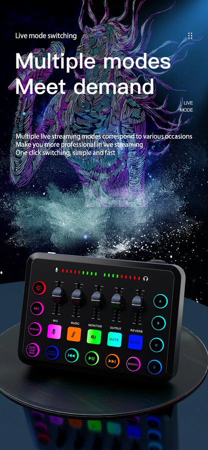 Likheung F11 Live Sound Card Streaming 5-Channel Mixer Sound Card Audio Mixer Professional Studio for Game Voice Podcast Live