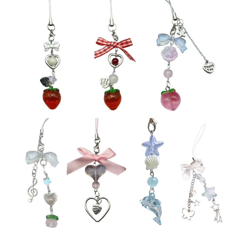 Stylish Phone Charm Bowknot Phone Chain Fashion Phone Pendant Decorative Accessory Suitable for Phone Keychain Bag