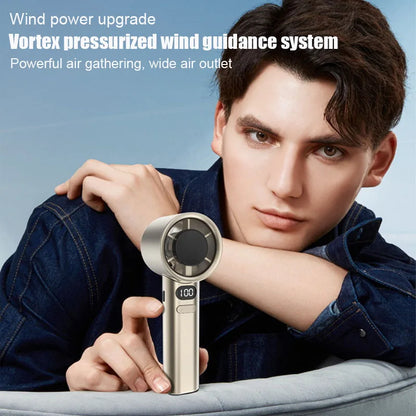 Portable Handheld Fan 120 Wind Speeds Mini Bladeless Hand Fan USB Rechargeable Highspeed Fans Camping Electric Fans Air Cooler
