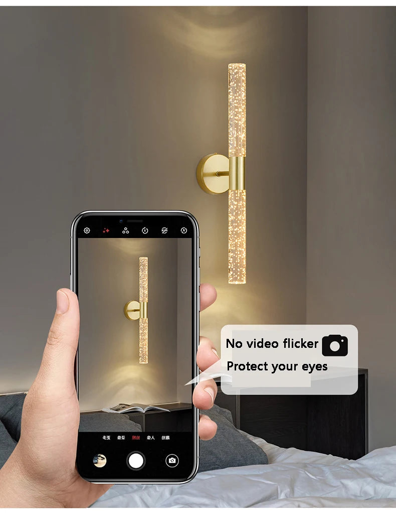 LED Light Modern Wall Light Bedroom Bedside Living Room Wall Lamp Crystal Rod Nordic Aisle Corridor Interior Lighting Fixture