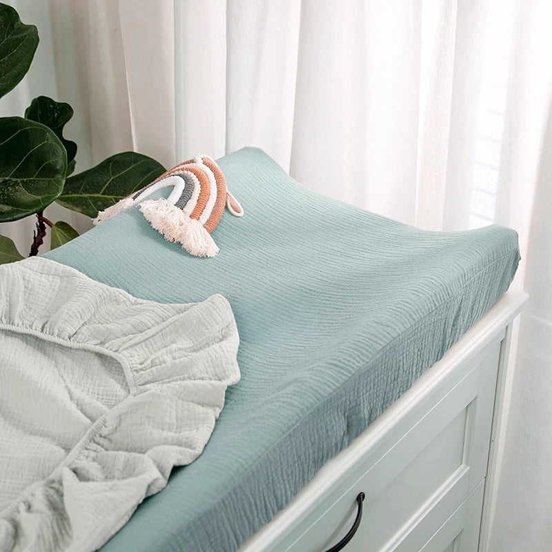 2PCS Diaper Changing Pad Cover 100% Muslin Cotton Newborn Baby Changing Mat Cover Solid Color Baby Shower Gift