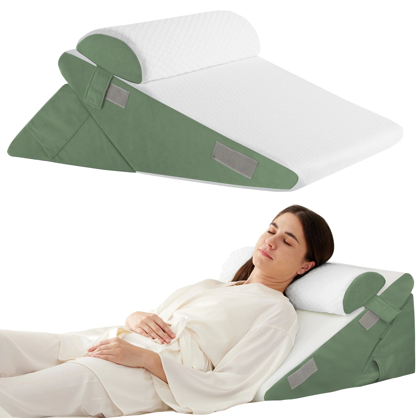 3PCS Orthopedic Bed Wedge Pillow Set for Sleeping,  for Post Surgery, Back, Neck, Leg and Knee Pain Relief, Acid Reflux, Snoring