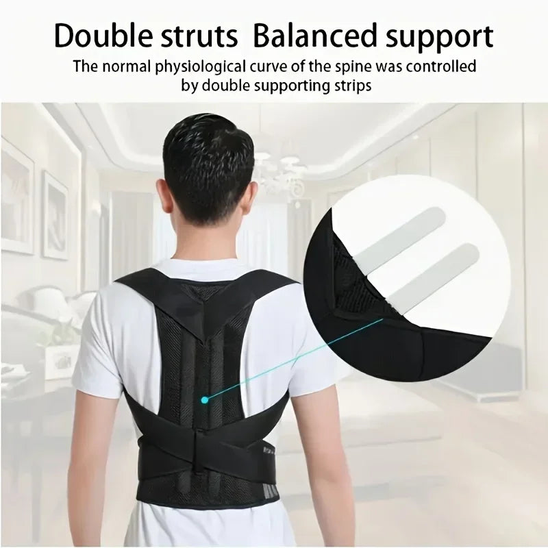 Adjustable Back Posture Corrector With Breathable Shoulder And Waist Support Straps For Boys And Girls To Relieve Back Pain