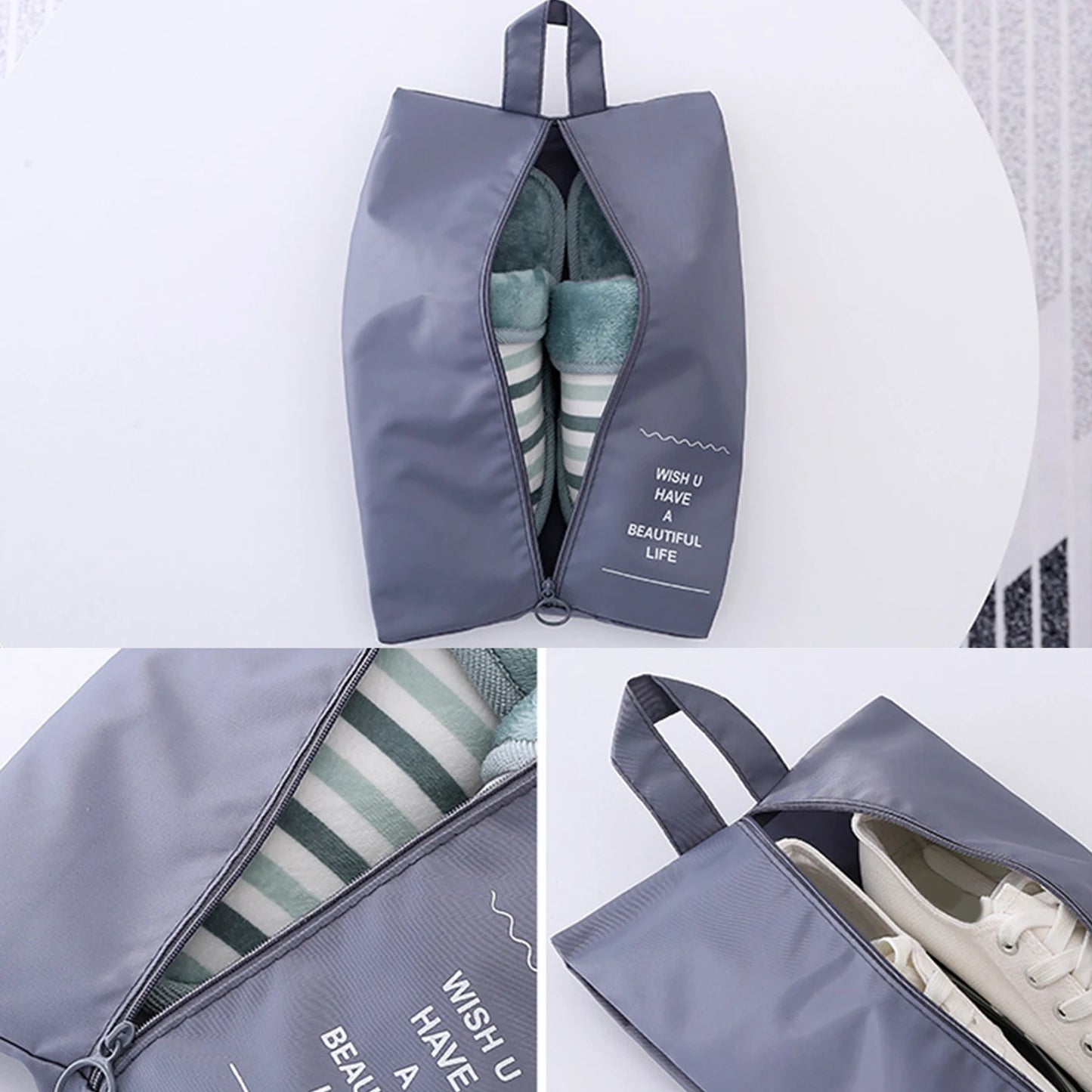 Travel Storage Bag Shoes Travel Packing Cubes Underwear Sundries Finishing Multifunctional Waterproof Portable Zipper Shoe Bag