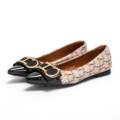 CHCH Women's Lefu Shoes New Spliced Pointed Anti slip Flat Casual Shoes Business Shoes