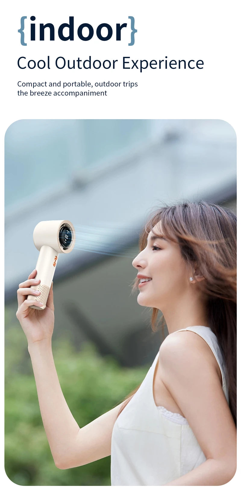 Xiaomi Portable Handheld Electric Fan High Speed Bladeless Fan USB Charging Silent Air Conditioner Digital Display Electric Fan
