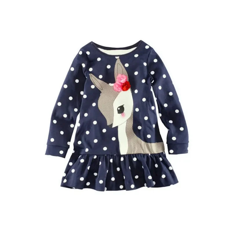 Baby Girls T-Shirt 1-6 Years Long Sleeve Cotton Cartoon Deer Printing Tops Toddler Girl Children T Shirts KF706