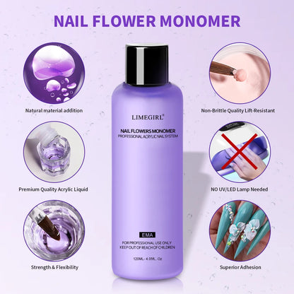Limegirl Large Capacity Nail Acrylic Liquid Monomer Crystal 40/70/120/240ml for Nails Art DIY Acrylic Powder Liquid Manicure