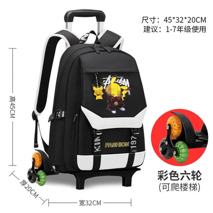 TAKARATOMY Backpack Trolley School Bag Pikachu School Bag Stationery Storage Backpack Multifunctional Travel Bag School Season