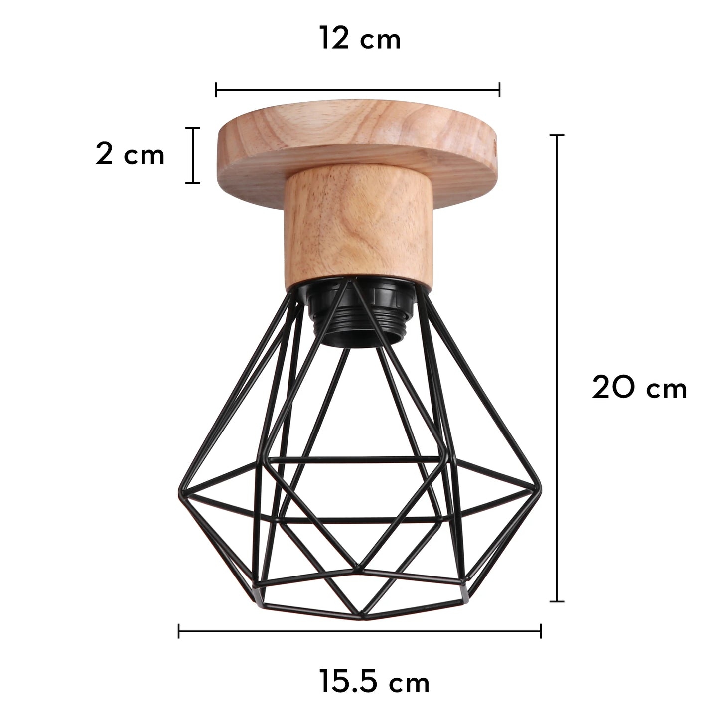 LED E27 Ceiling Lights Vintage Industrial Wood Ceiling Lamp for Kitchen Living Room Bar Restaurant Wire Cage Lampshade Lighting