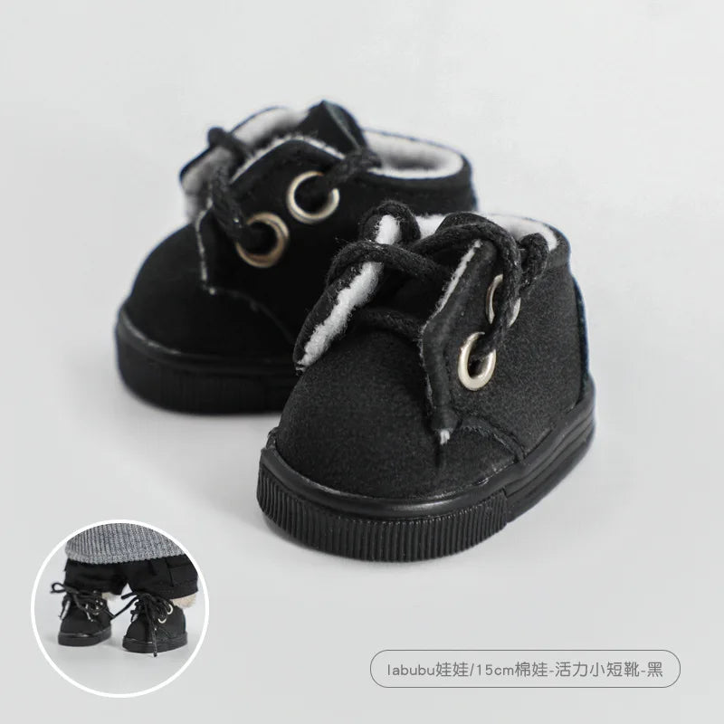 Labubu 17cm  Shoes Fashion labubu Canvas Shoes Clothes Cartoon Baby Canvas Leather Shoes Doll Universal Clothing Accessories