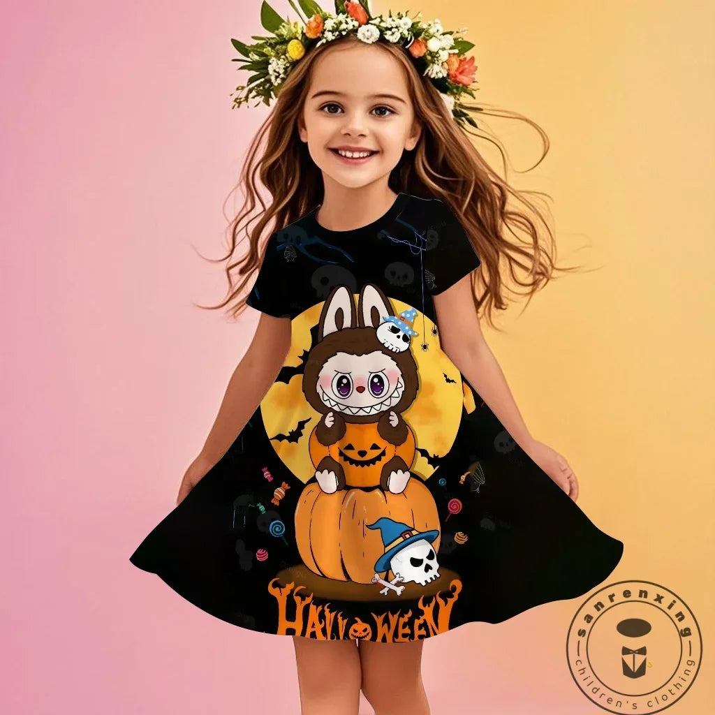 Labubu 2025 Girl Clothes Fashion Summer Dress Children Dresses Cute Cartoon Sleeveless Comfortable New Design 3D Print Labubu