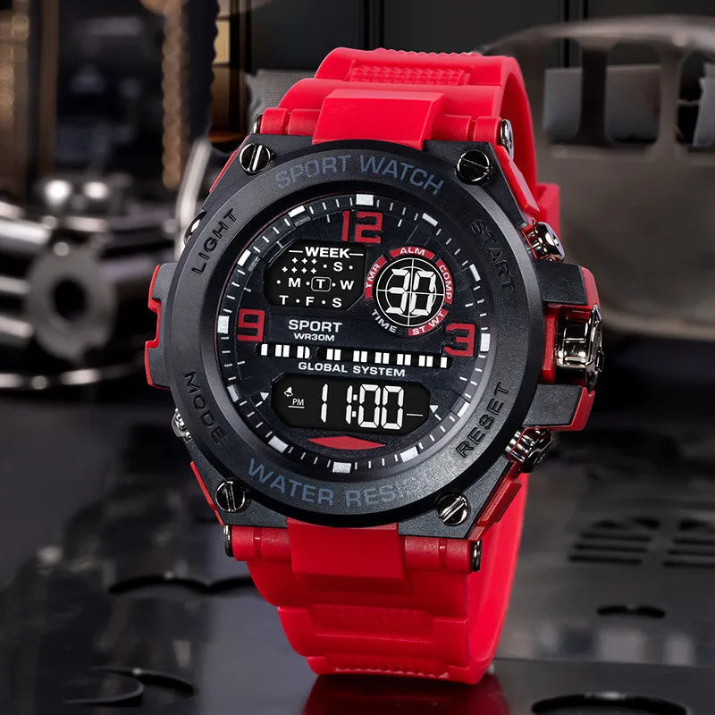 Men Waterproof  Sports Watches Multifunction Electronic Watches Anti Drop and Shock-absorbing Wristwatches