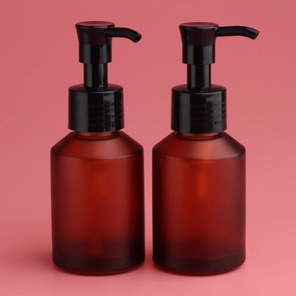 of 2Pcs Refillable Glass Pump Bottles for Dispensing Lotions, Shampoos and Massage Oils