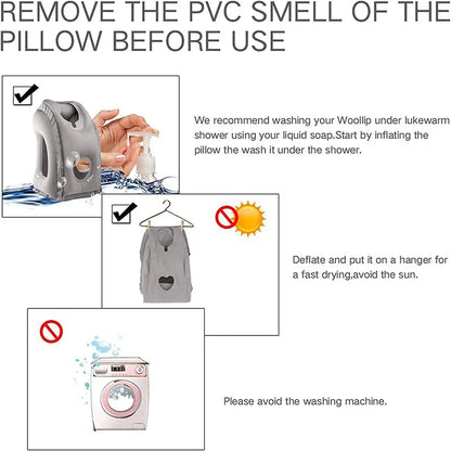 New Pattern Inflatable Travel Pillow Portable Chin Support Neck Pillow for Airplane Car Bus Train Office Nap Rest Support Pillow