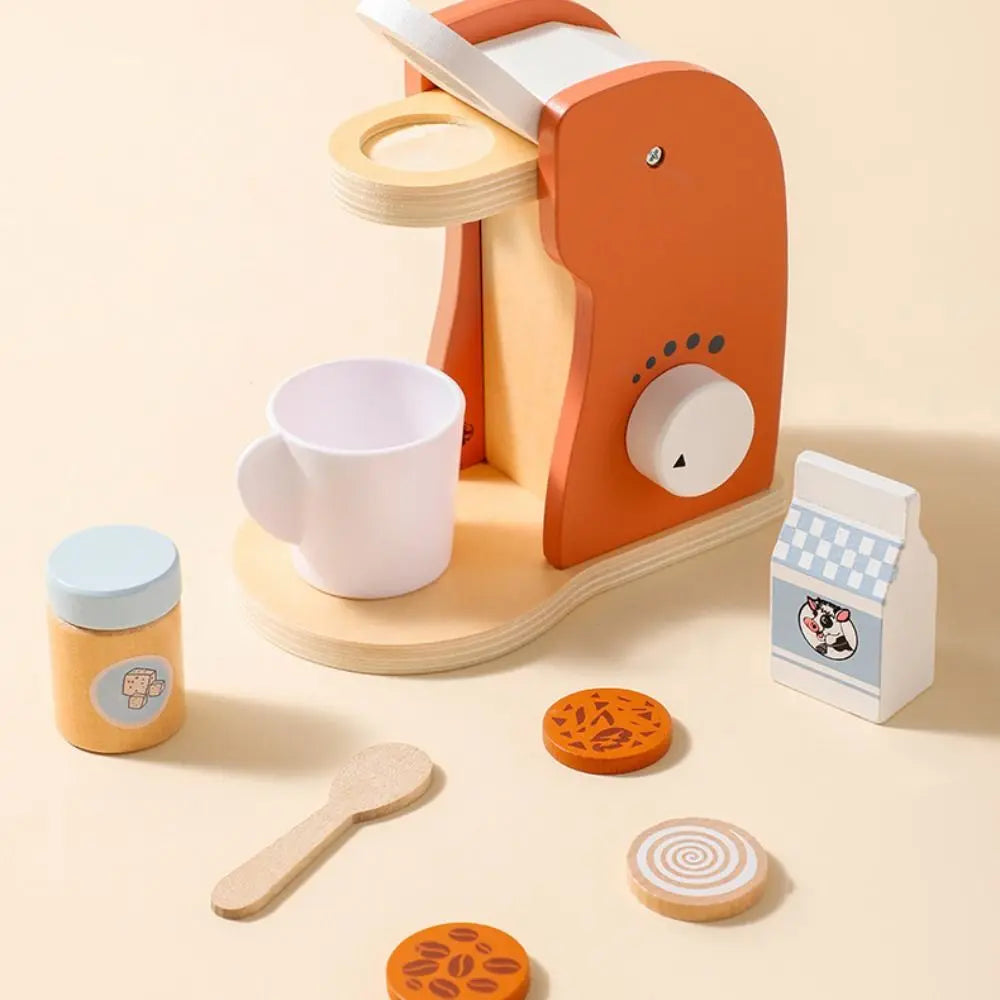 Blender Simulation Wooden Coffee Machine Montessori Early Learning Kitchen Pretend Play Toy Exquisite Cognitive