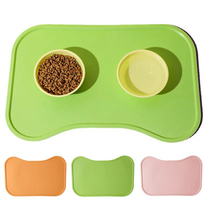 Dog Cat Bowl Food Mat with High Lips Silicone Waterproof Pet Food Feeding Pad Puppy Feeder Tray Water Cushion Snack Mat Stuff