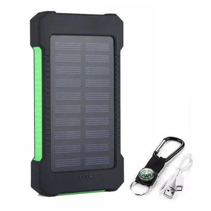 Solar Power Bank 20000mAh Charging Portable Charger Phone External Battery with SOS Flashlight 2-USB Outdoor Powerbank
