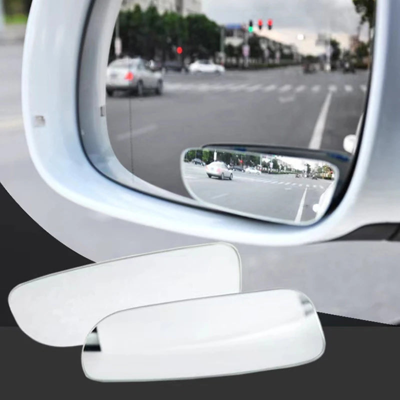 2Pcs Car 360 Degree Adjustable Blind Spot Mirror Auxiliary Rearview Convex Mirror Round Frame Wide Angle Mirrors For Car Reverse