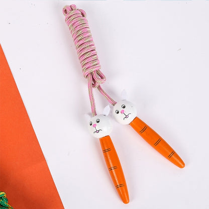 Kids Jump Rope Adjustable Cotton Braided Skipping Rope with Wooden Handle for Boys and Girls Fitness Training Fun Toy