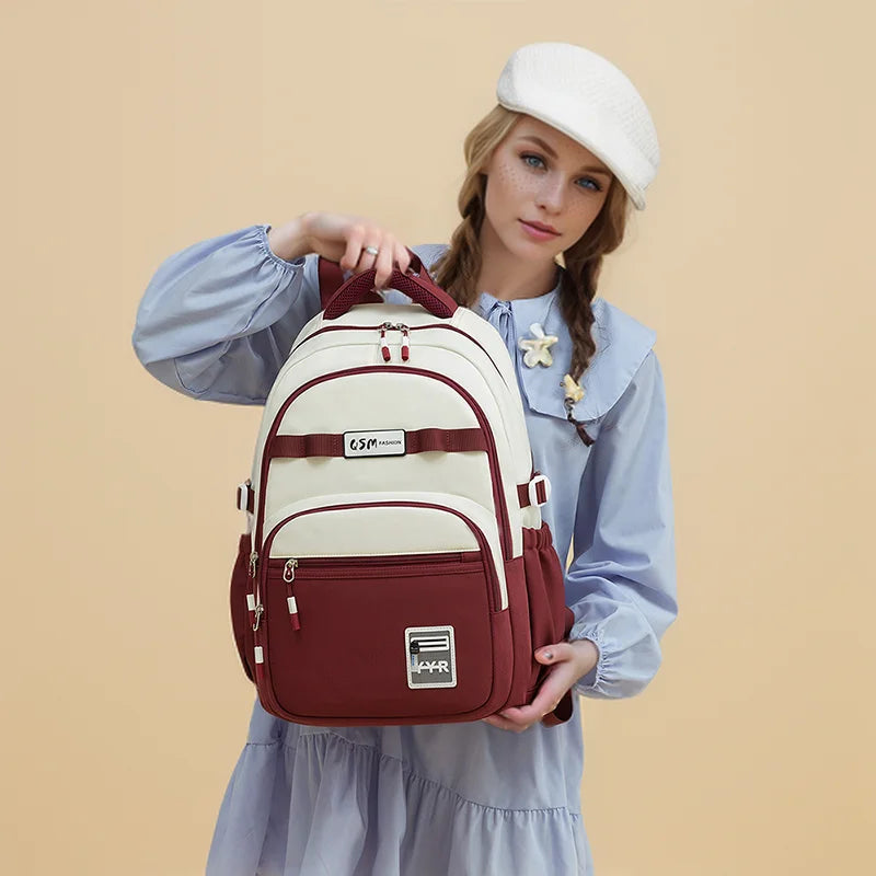 Schoolbags for Junior High School Girls with Good Looks, Korean Style Large Capacity College Style Backpacks for Women