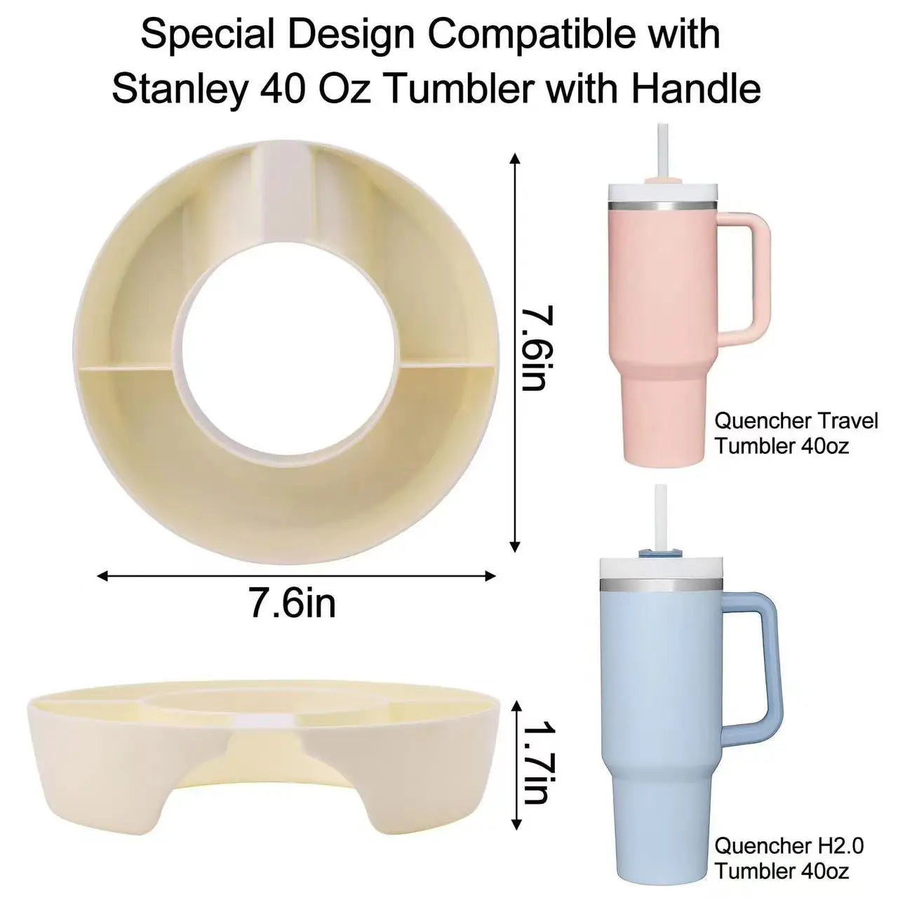 Snack Bowl for Stanley 40 oz Tumbler with Handle Tumbler Snack Tray Compatible with Stanley Cup Reusable Snack