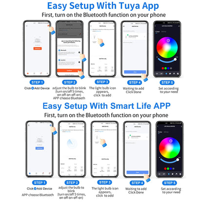 Tuya Smart LED Bulb E27 APP Control Dimmable Light Bluetooth RGB Lamp 220V Bedroom Decoration Party Lighting Smart Life