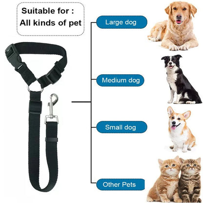 Car Seat Belt for Dogs, Two-in-one Nylon Leashes Backseat Safety Belt, Adjustable Dogs Harness Collar, Pet Accessories