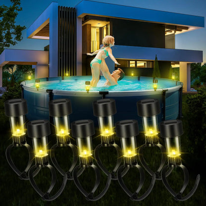 8 swimming pool solar lamps, waterproof solar lamps, outdoor swimming pool fence decoration, swimming pool accessories
