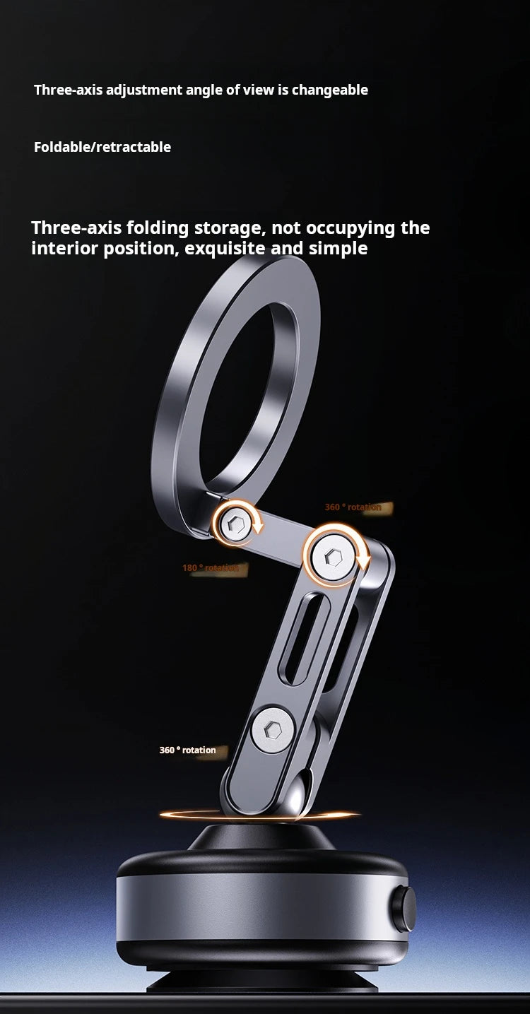 Magnetic Vacuum Adsorption Car Mount Mobile Phone Holder Foldable 360 Degree Rotation Aluminum Alloy Suitable for Smartphones