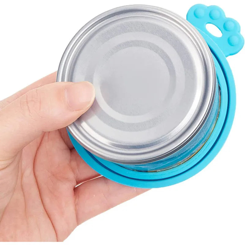 3In1 Silicone Reusable Soft Pet Seal Feed Cans Lid Keep Food Fresh Cover Flexible Storage Household Cup Glass Bottle With Spoon