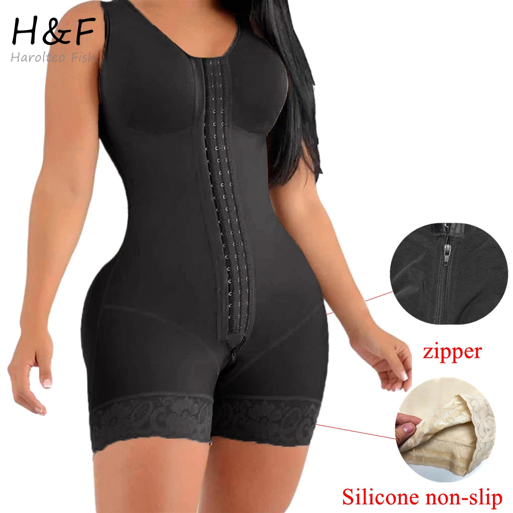 Full Body Shaper High Compression Shapewear Girdle With Brooches Bust For Postpartum Slimming Sheath Belly Fajas Colombianas