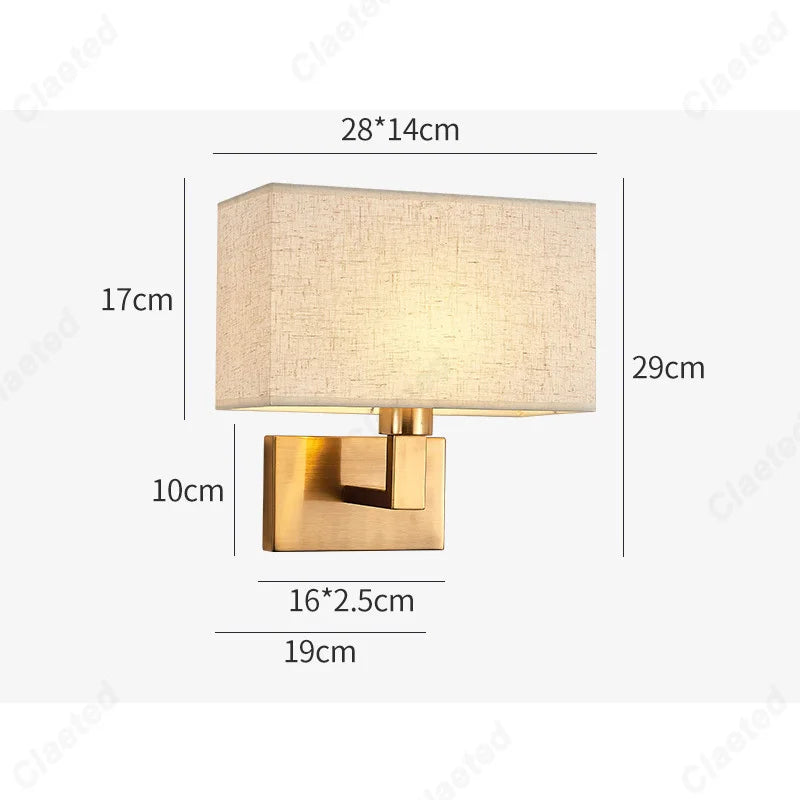 LED Fabric Lampshade E27 Decorative Wall Lamp Indoor Corridor Living Room Bedroom Bedside Wall Lamp Decorative Lighting Fixture