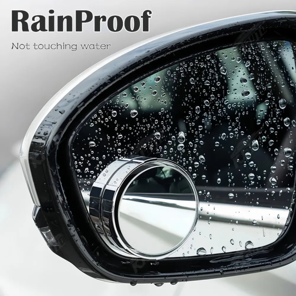 2pcs Car Small Round Mirrors 360 Adjustable Suitable for Assisting Reverse Vision Blind Spots Safety Protection Convex Mirror