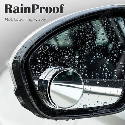 2pcs Car Small Round Mirrors 360 Adjustable Suitable for Assisting Reverse Vision Blind Spots Safety Protection Convex Mirror