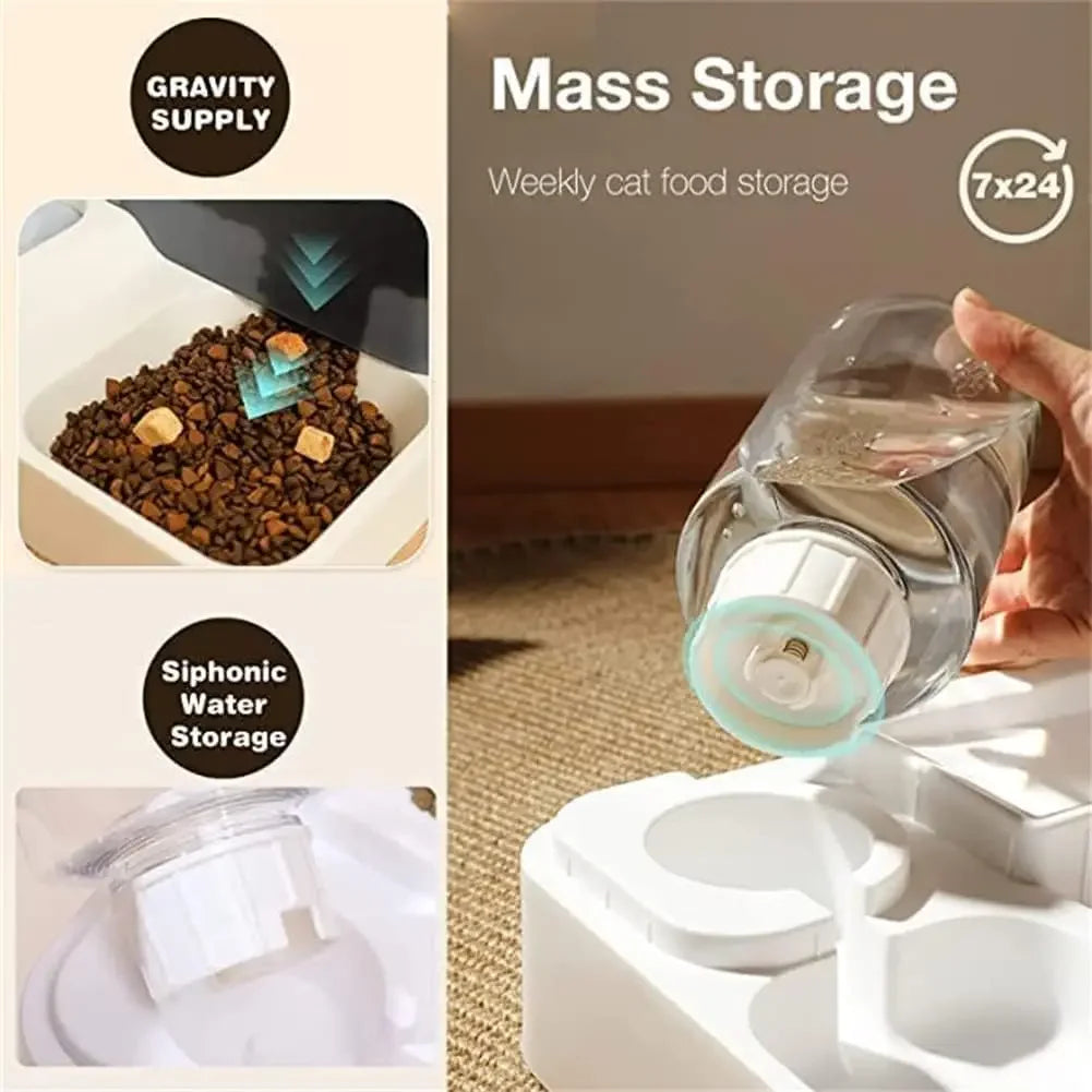 Dog Cat Automatic Feeder 2.8L Large Capacity Feeding Watering Machine Travel Out Automatic Pet Feeder Cat Dog Food Bowl